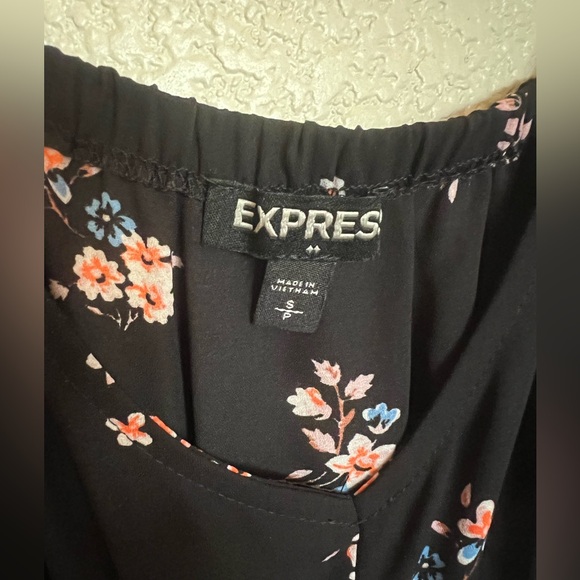 Express Black Orange Paisley Floral Handkerchief Dress, Small - Picture 4 of 7